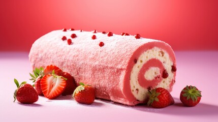 Obraz na płótnie Canvas Delicious Strawberry Cake Roll 