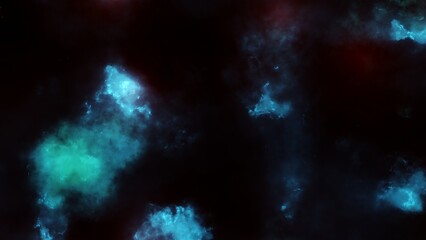 Space scene. Dark blue nebula with stars in cosmos. 3D rendering