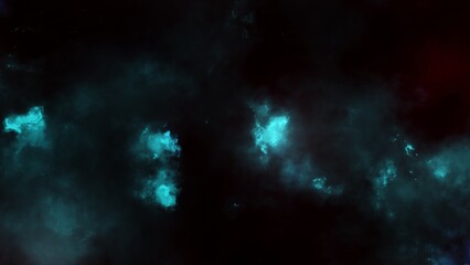 Abstract blue sparkles and smoke on dark background