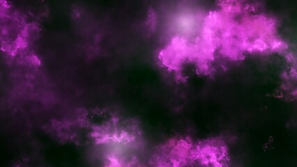 bright purple nebula and the glitter of stars.