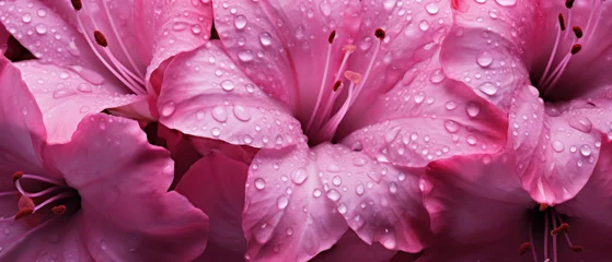 Poster Lush azalea petals, dew-kissed in soft morning light. © smth.design