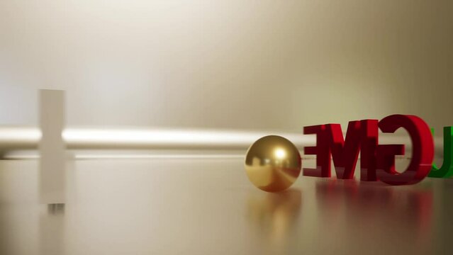 Modellazione 3D con animazione di un testo NEVER GIVE UP a colori