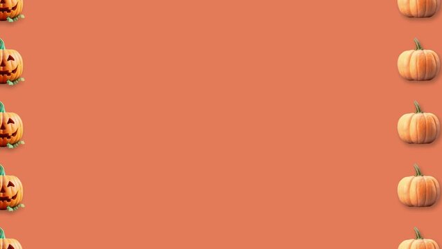 Stop motion Helloween Pumpkin appear and disappear on pastel background. High quality video 4K. Detailed stop motion video. Background or wallpaper in food and drinks videos.