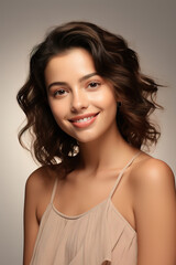 Naklejka premium Beauty image of South American women (skin care, body care, beauty salon, healthy), on isolated background with empty copy space