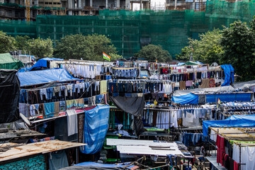 Fototapeta na wymiar Dhobi Ghat the world's largest public laundry in Bombay in India