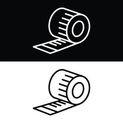 Measuring tape Icon, Black and White Version Design Template