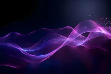 Foto op Canvas Digital purple particles wave and light abstract background. High-resolution © fillmana