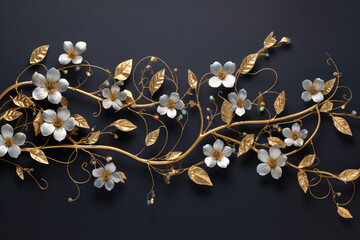 lionyt golden vines are embellished with leaves and blossoms