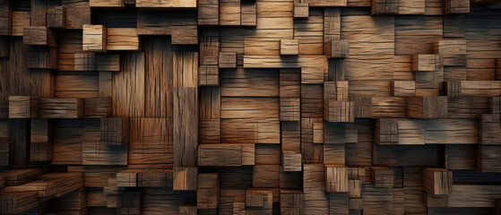 Abstract wooden cubes pattern.