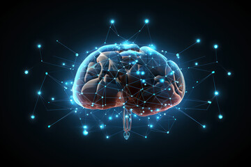 Low poly brain. Symbol of Wisdom point