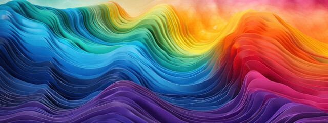 Obraz premium Rainbow wave texture, microscopic color blend.