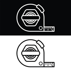 Tape measure Icon, Black and White Version Design Template