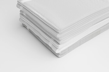 White towel roll stack on white background. 3d rendering.