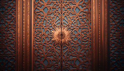metal door with traditional islamic ornament