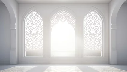 Foto op Plexiglas interior of a mosque in white , window arabic decoration  © Yulia