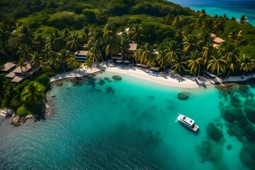 Fototapeta na wymiar tropical paradise island generated by AI technology 