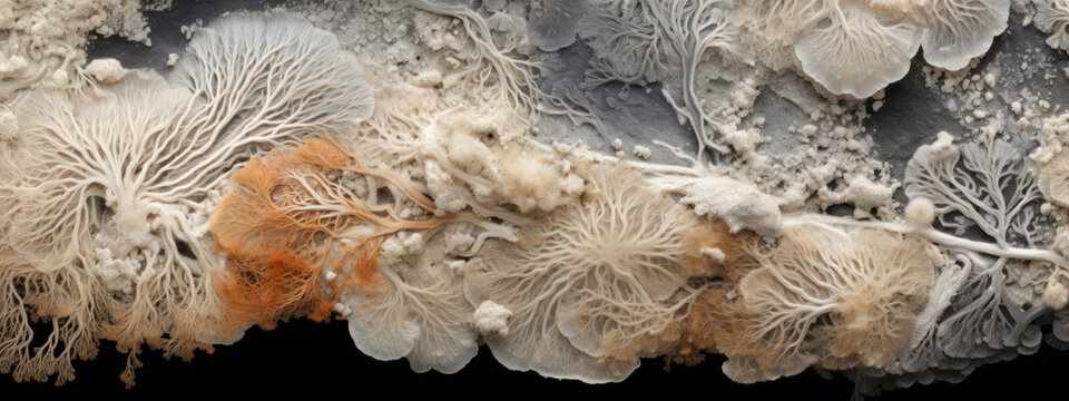 Close-up of mycelium texture.