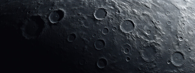 Detailed moon surface with craters and textures.