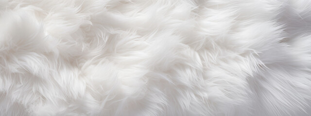 Fototapeta premium Close-up of luxurious plush white fur close-up.