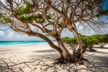 tree on the beach generated by AI technology	