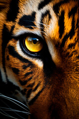A close up of a tigers eye. Predator's look. Generative AI
