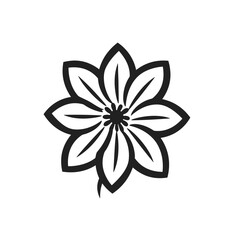 Hand drawn flat design simple flower outline on white background