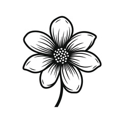 Obraz premium Hand drawn flat design simple flower outline on white background
