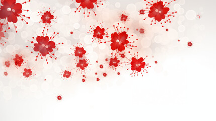 Czerwone kwiaty na białym tle - tapeta w barwach narodowych polski.  - obrazy, fototapety, plakaty