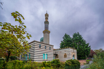 Naklejka premium The steam engine house on the Neustädter Havelbucht in Potsdam, disguised as a mosque, was built at the request of Friedrich Wilhelm IV .