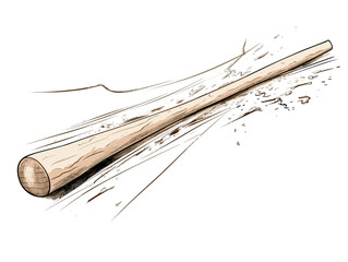 Drawing of A baseball bat illustration separated, sweeping overdrawn lines.