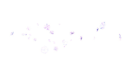 Effect of cold winter wind with snowflakes. Ice particles in shape of whirlwind, realistic set isolated on transparent background