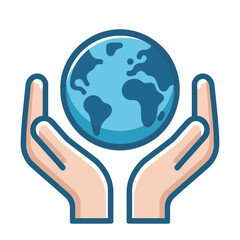 Globe Earth in hands icon. Hands holding the shape of the planet . - obrazy, fototapety, plakaty