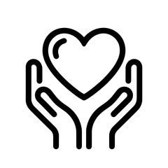 Heart in hands icon. Hands holding a heart. Symbol of love and care.