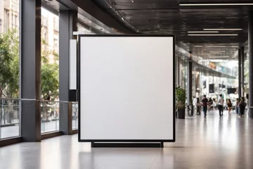 Poster display blank clean screen or signboard mockup for offers or advertisement in public area. ai generative © Igor
