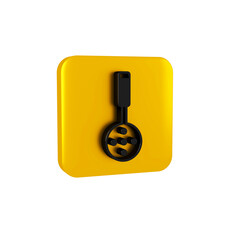 Black Spatula icon isolated on transparent background. Kitchen spatula icon. BBQ spatula sign. Barbecue and grill tool. Yellow square button.