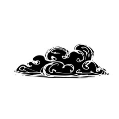 Silhouette, doodle clouds. Vector graphics.