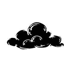 Silhouette, doodle clouds. Vector graphics.