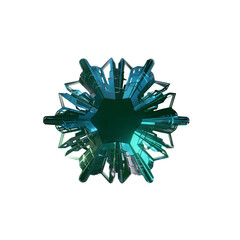 snowflake under the microscope isolated on transparent