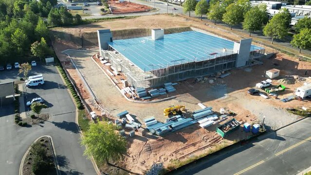 Aerial View of Grading and Construction on Self Storage Facility