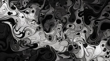Black and white abstract background. Liquid marble pattern. Vector illustration.