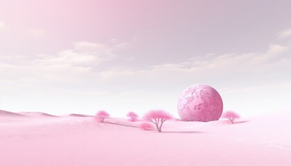 Pink globe in a pink desert