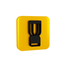 Black African djembe drum icon isolated on transparent background. Musical instrument. Yellow square button.