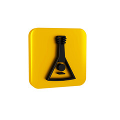 Black Musical instrument balalaika icon isolated on transparent background. Yellow square button.