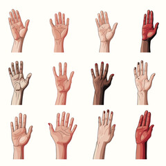 Obraz premium Human hands set flat design illustration