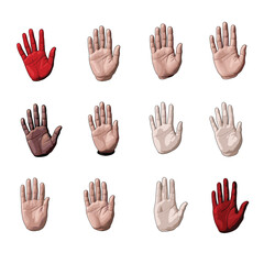 Obraz premium Human hands set flat design illustration