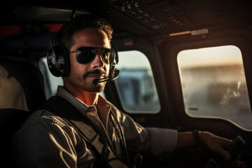 Helicopter pilot exudes confidence and competence in military attire, representing expertise and dedication in his field