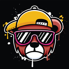 vector graffiti hand drawn cool teddy bear designs for streetwear illustration