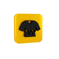 Black Kimono icon isolated on transparent background. Chinese, Japanese, Korean, Vietnamese wearing national costumes, kimono. Traditional Asian costumes. Yellow square button.