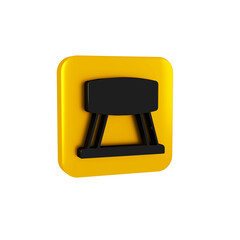 Black Pommel horse icon isolated on transparent background. Sports equipment for jumping and gymnastics. Yellow square button.
