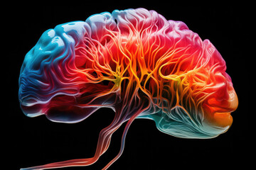A colorful brain display reflecting the manifold facets of human thinking processes - obrazy, fototapety, plakaty